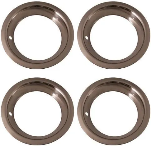 Set of 4 Stainless Steel 15 Inch Beauty Trim Rings with Metal Clip Retention System : 1515D3