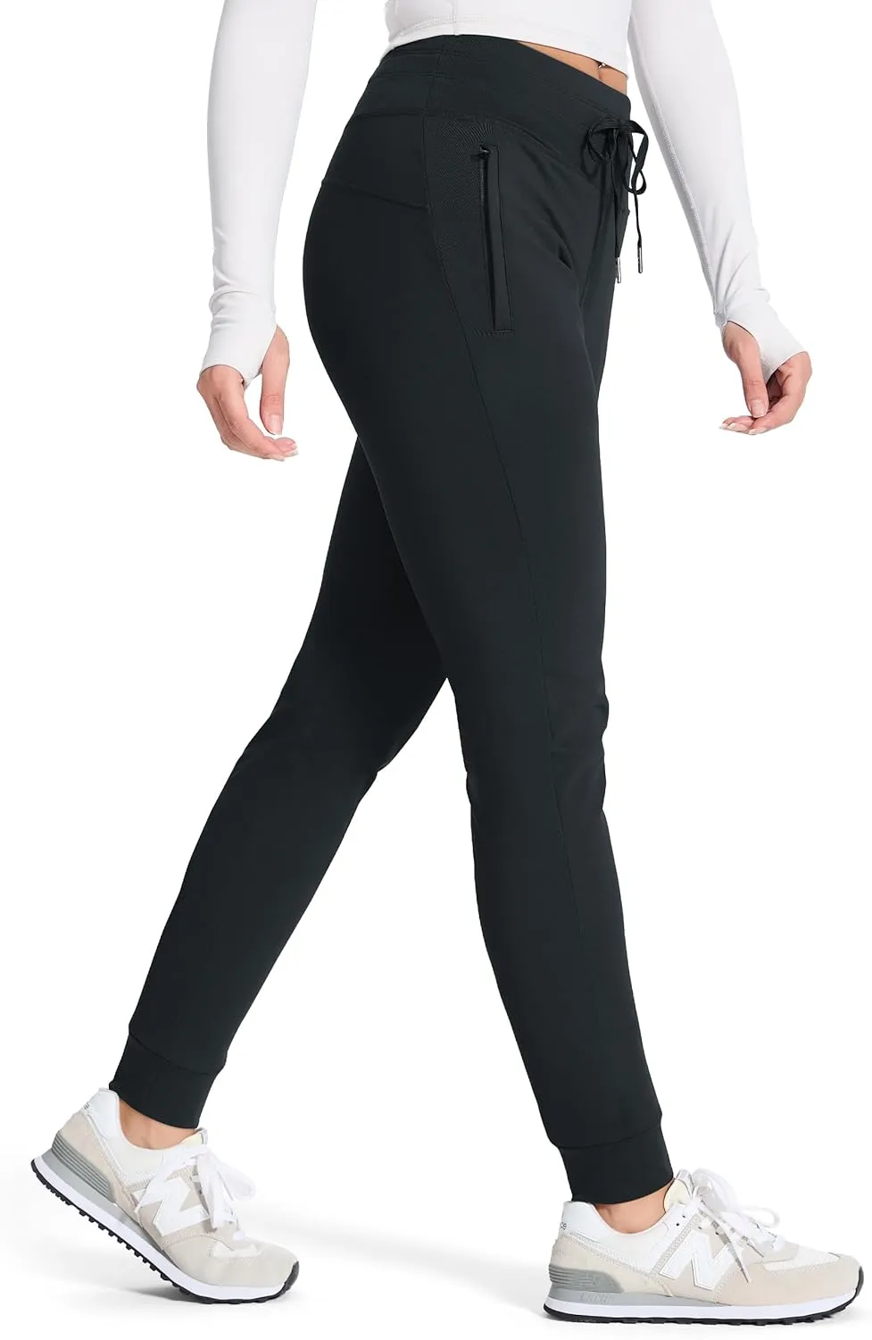 SEVEGO Women 30"/32"/34"/36" Tall Inseam Fleece Lined Joggers Water Resistant Hiking Pants with Zipper Pockets