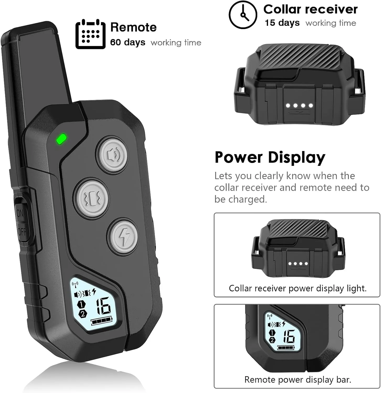 Shock Collar for Dogs, IP67 Waterproof Dog Training Collar with Remote, 3 Training Modes with Beep, Vibration, and Safe Static, Rechargeable E Collar for Large Medium