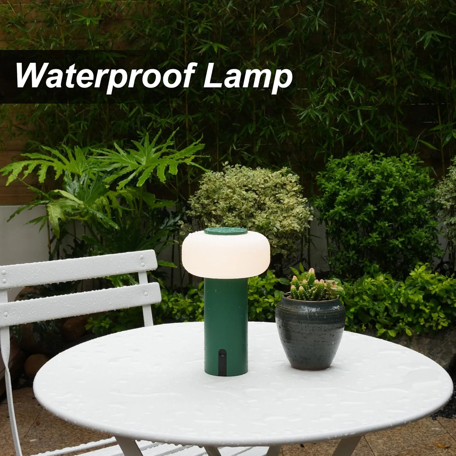 Shower Lamp Waterproof, Outdoor Cordless Table Lamp Rechargeable, Portable Battery Operated Lamp, Touch Dimmable Night Light for Bedroom/Patio/Dinning/Camping (Green)