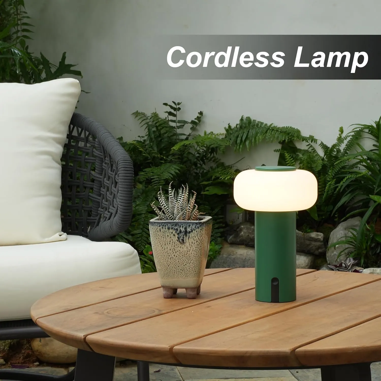 Shower Lamp Waterproof, Outdoor Cordless Table Lamp Rechargeable, Portable Battery Operated Lamp, Touch Dimmable Night Light for Bedroom/Patio/Dinning/Camping (Green)