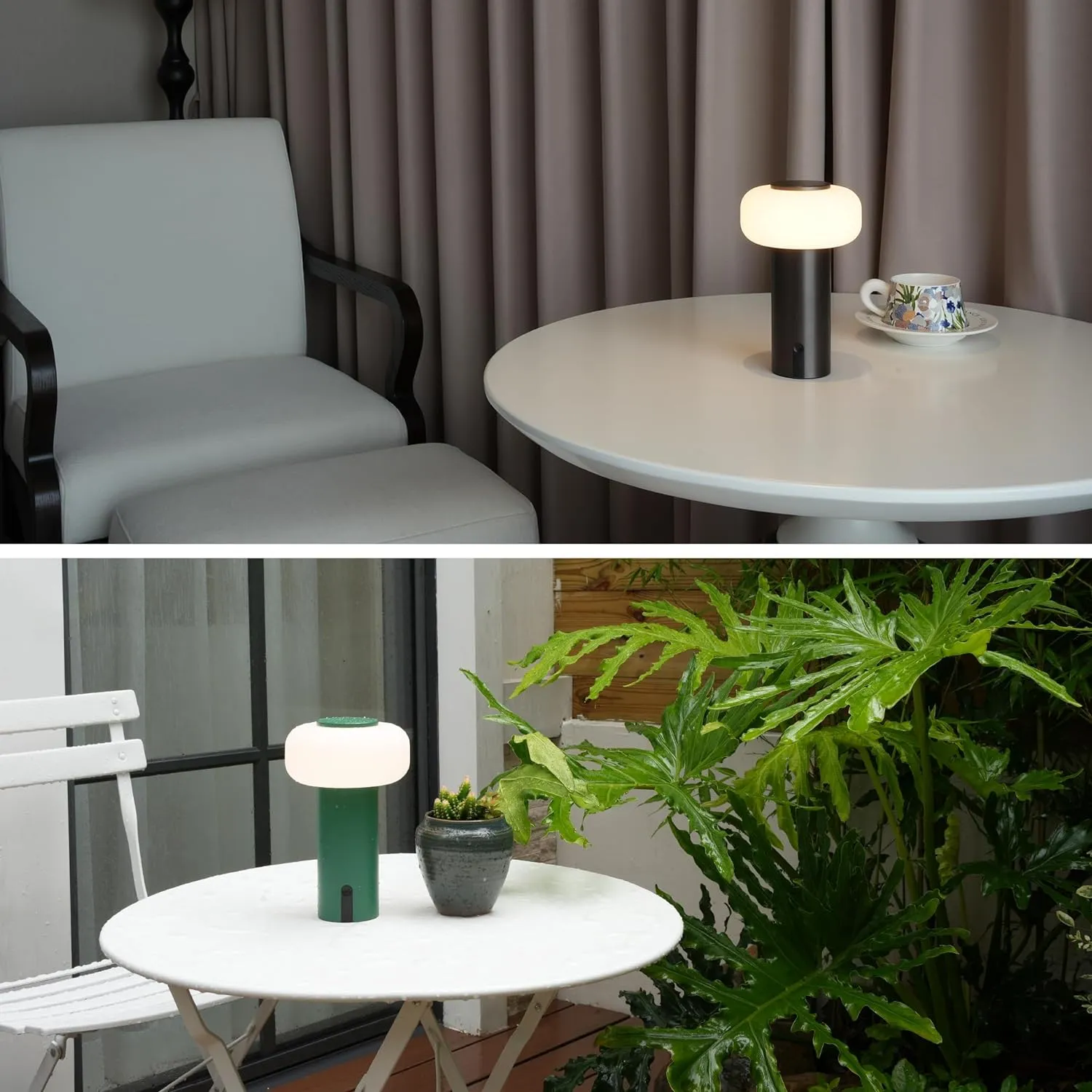 Shower Lamp Waterproof, Outdoor Cordless Table Lamp Rechargeable, Portable Battery Operated Lamp, Touch Dimmable Night Light for Bedroom/Patio/Dinning/Camping (Green)