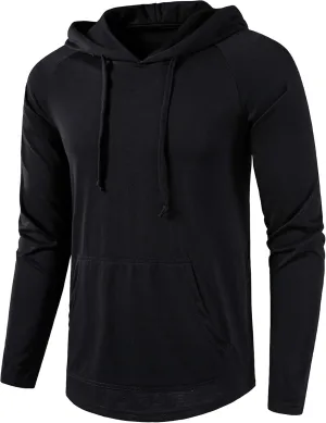 SIR7 Men's Gym Workout Active Long Sleeve Pullover Lightweight Hoodie Casual Hooded Sweatshirts