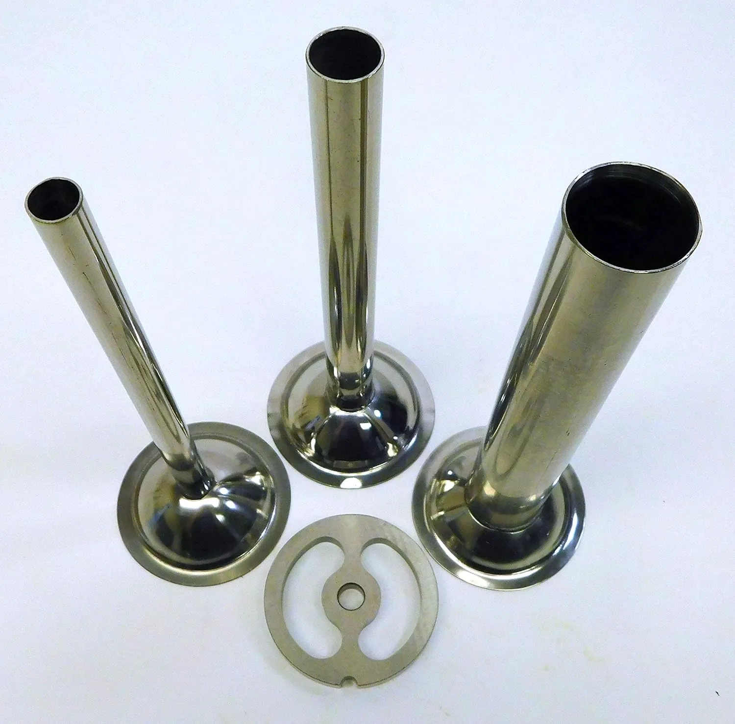 Size #12 Meat Grinder Stuffer Set. 3 Tubes Plus The Stuffer disc. Fits LEM, Hobart, Cabelas Many Others