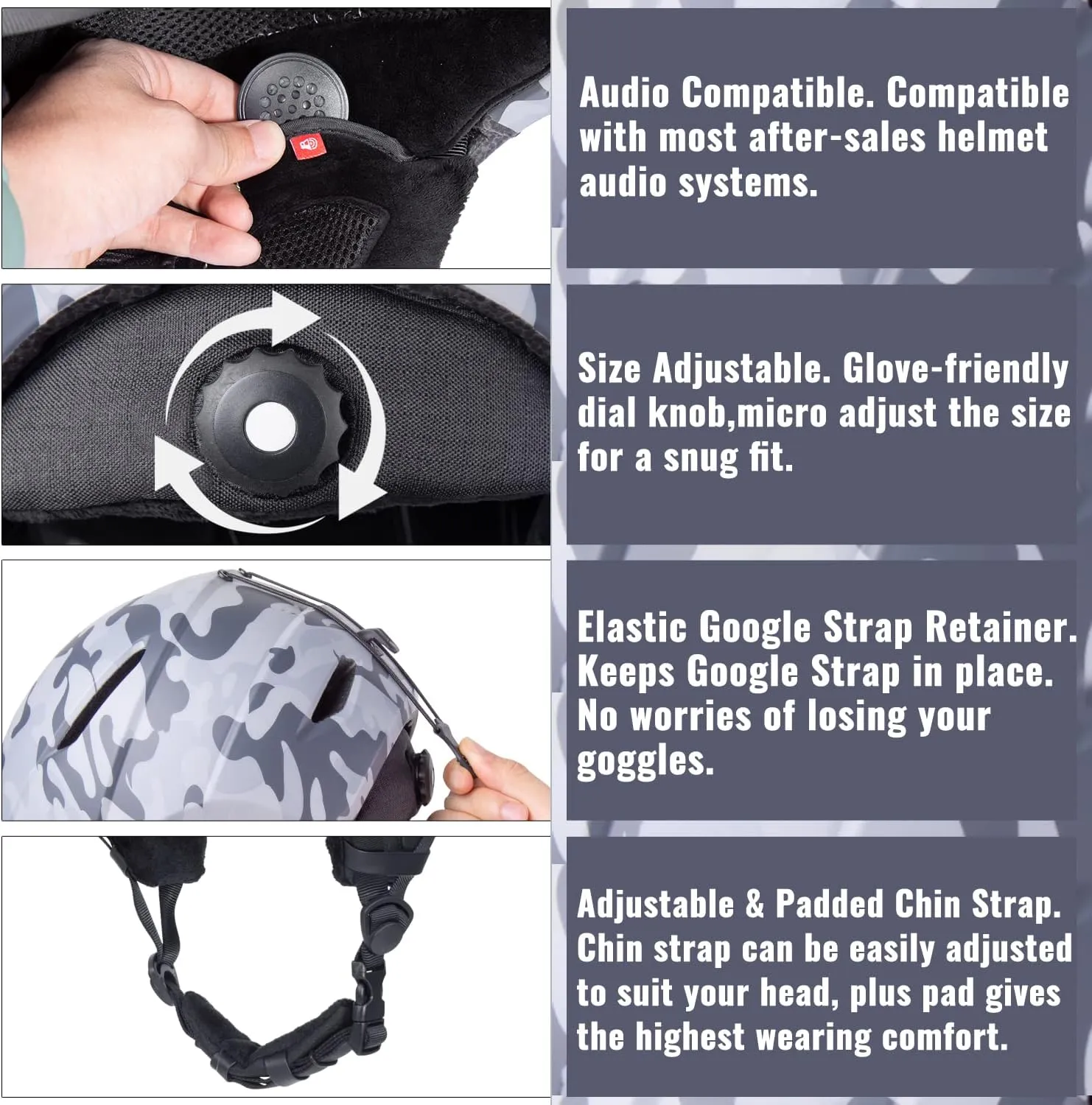 Ski Helmet - Audio Compatible and Lightweight, ASTM Standard for Men, Women and Youth