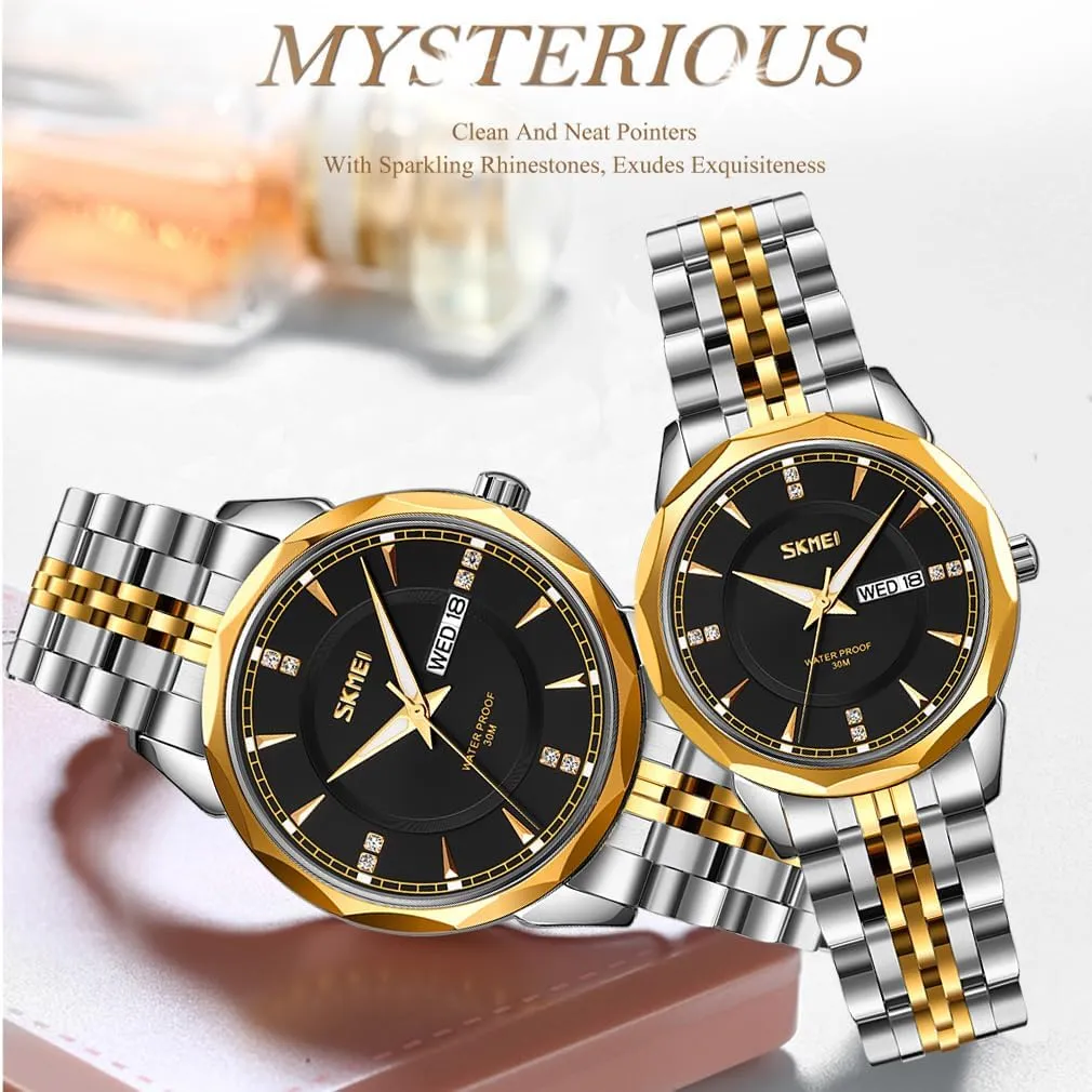SKMEI Watch for Men Business Stainless Dress Fashion Waterproof Luxury Analog Simple Day Date Fathers Dad Gifts Silver Gold Wrist Watches