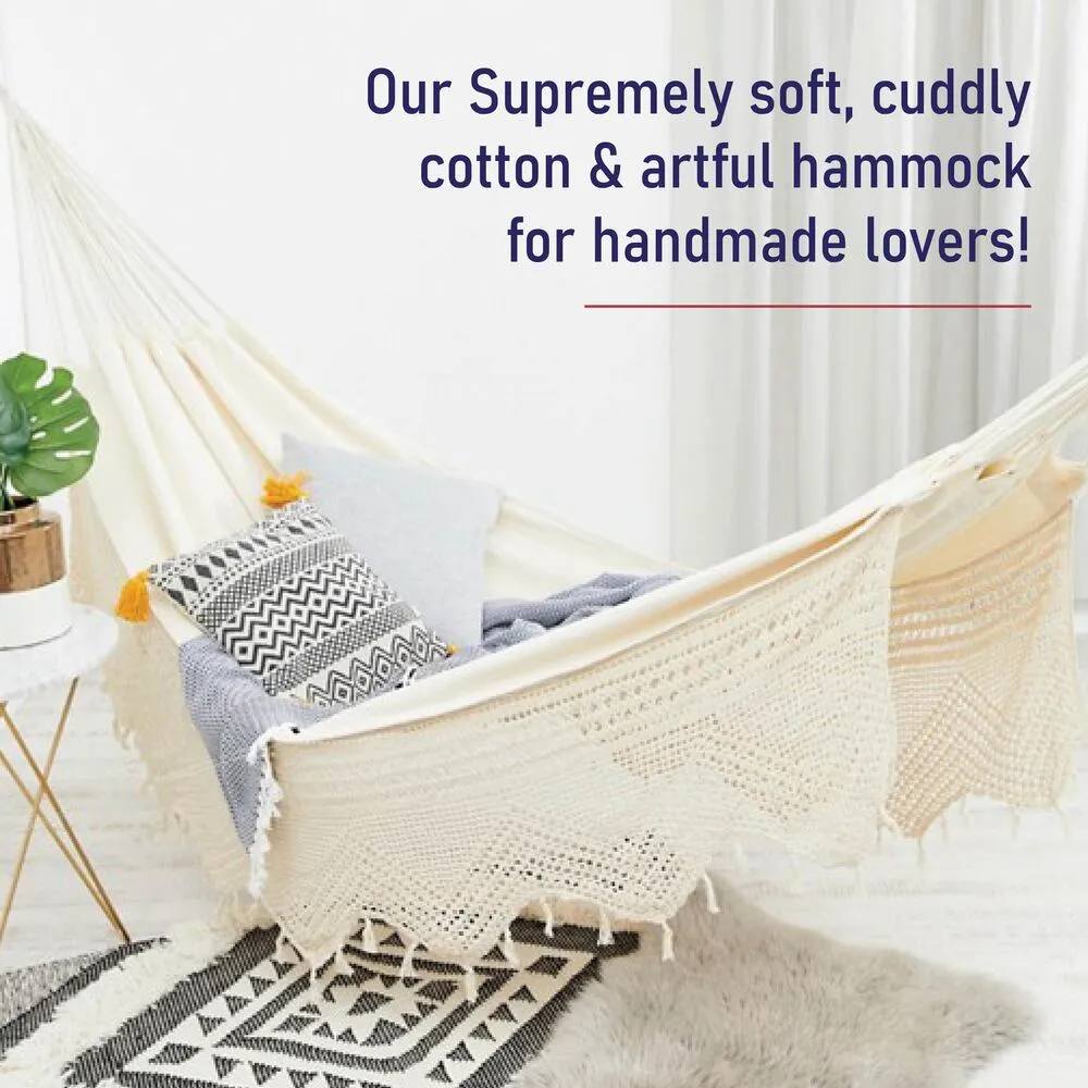 Slack Jack Crochet Hammock for 1 Person | Jhula for Adults & Kids, Swing for Home Decor, Balcony, Patio, Garden | Portable & Lightweight Hammocks