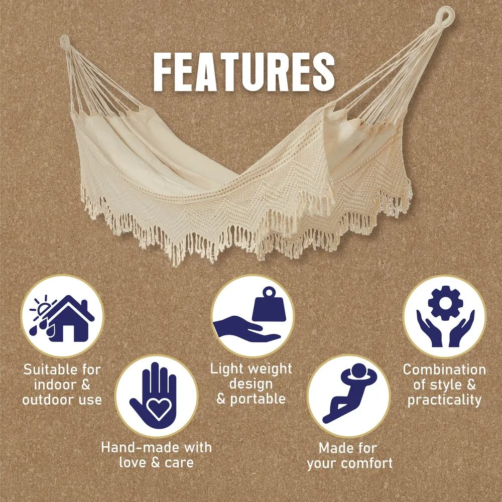 Slack Jack Crochet Hammock for 1 Person | Jhula for Adults & Kids, Swing for Home Decor, Balcony, Patio, Garden | Portable & Lightweight Hammocks
