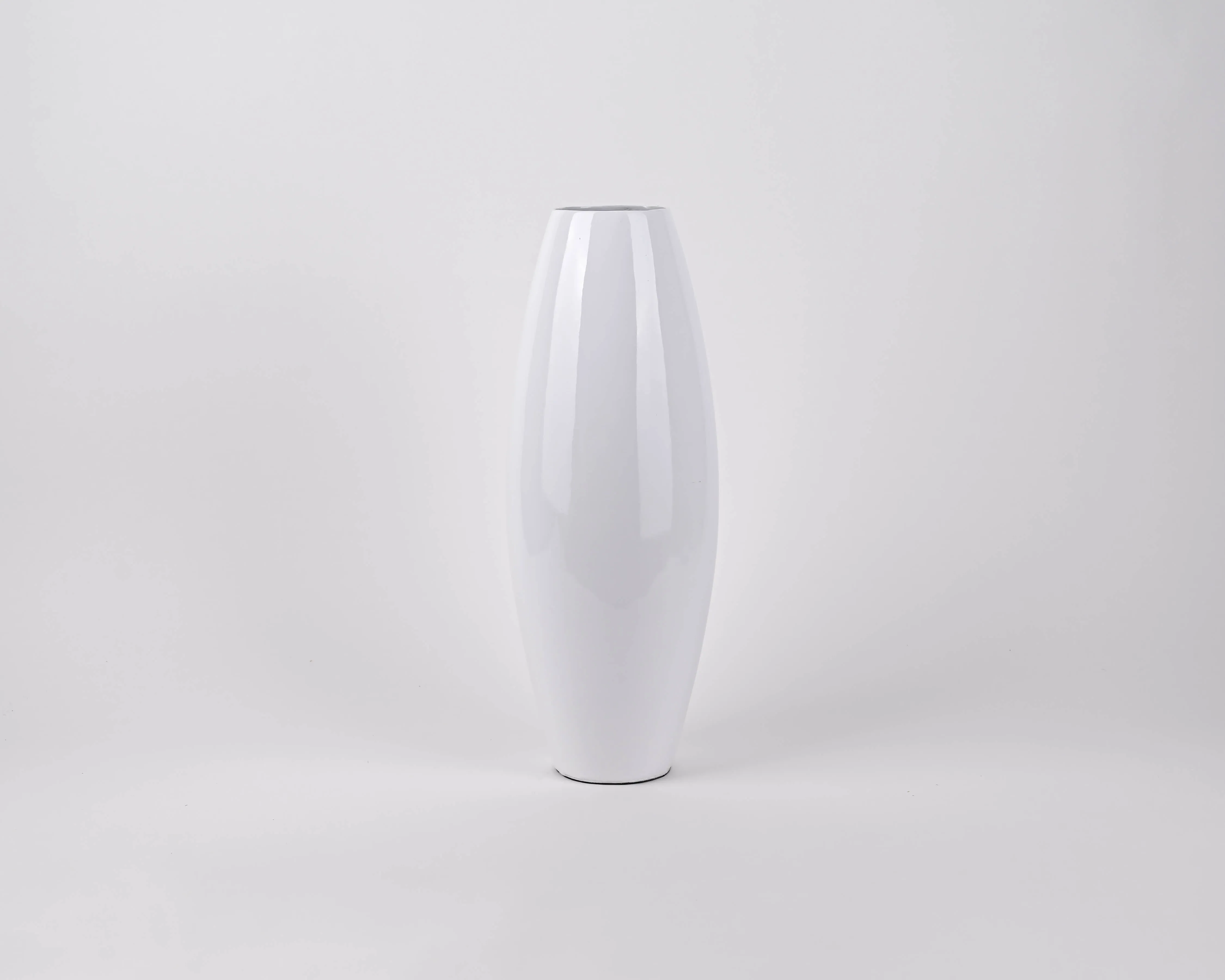 Small Bamboo Floor or Table Vase Handmade Vase | White
