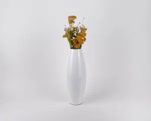 Small Bamboo Floor or Table Vase Handmade Vase | White