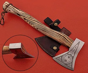 Smart & Sharp Hand Forged Viking Axe Etched on The Carbon Steel Forged Engraved Axe SS-17403 (ash Wood)