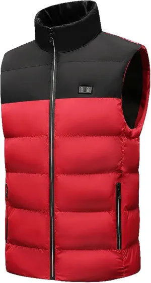 Smart Heating Vest with Three-level Temperature Control, Dual-control Switch Design, Rechargeable Vest (Power Bank Not Included) (Color : Red, Size : 3X-Large)