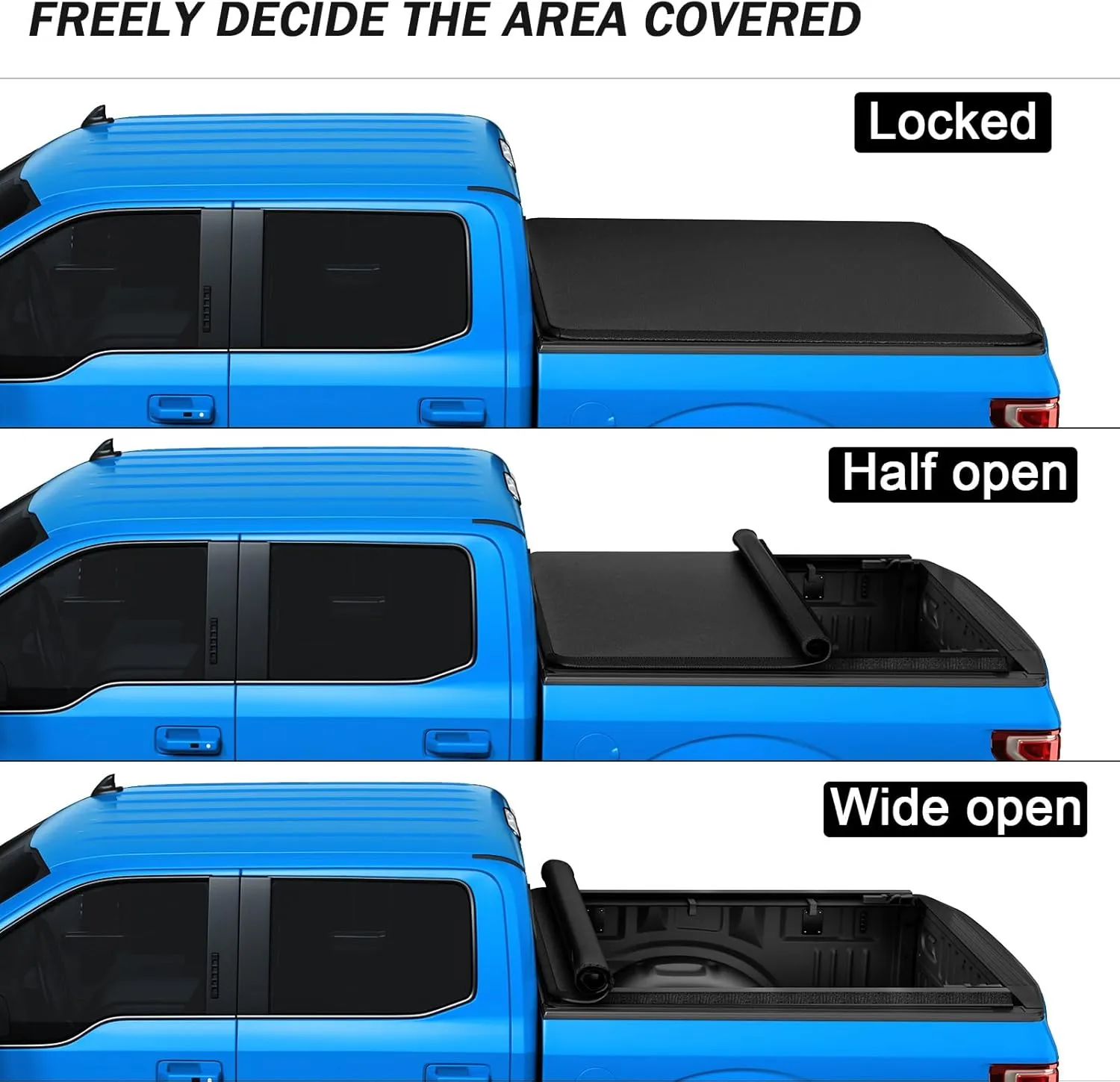 Soft Roll-Up Truck Bed Tonneau Cover Compatible with 2014-2018 Chevy Silverado GMC Sierra 6.5FT Not for CarbonPro Bed