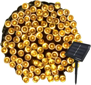 Solar Christmas Light String, 12m 100LED Outdoor Light String 8 Modes Waterproof Solar String Lights for Trees Patio Fence Party Christmas Decor (Warm Color)