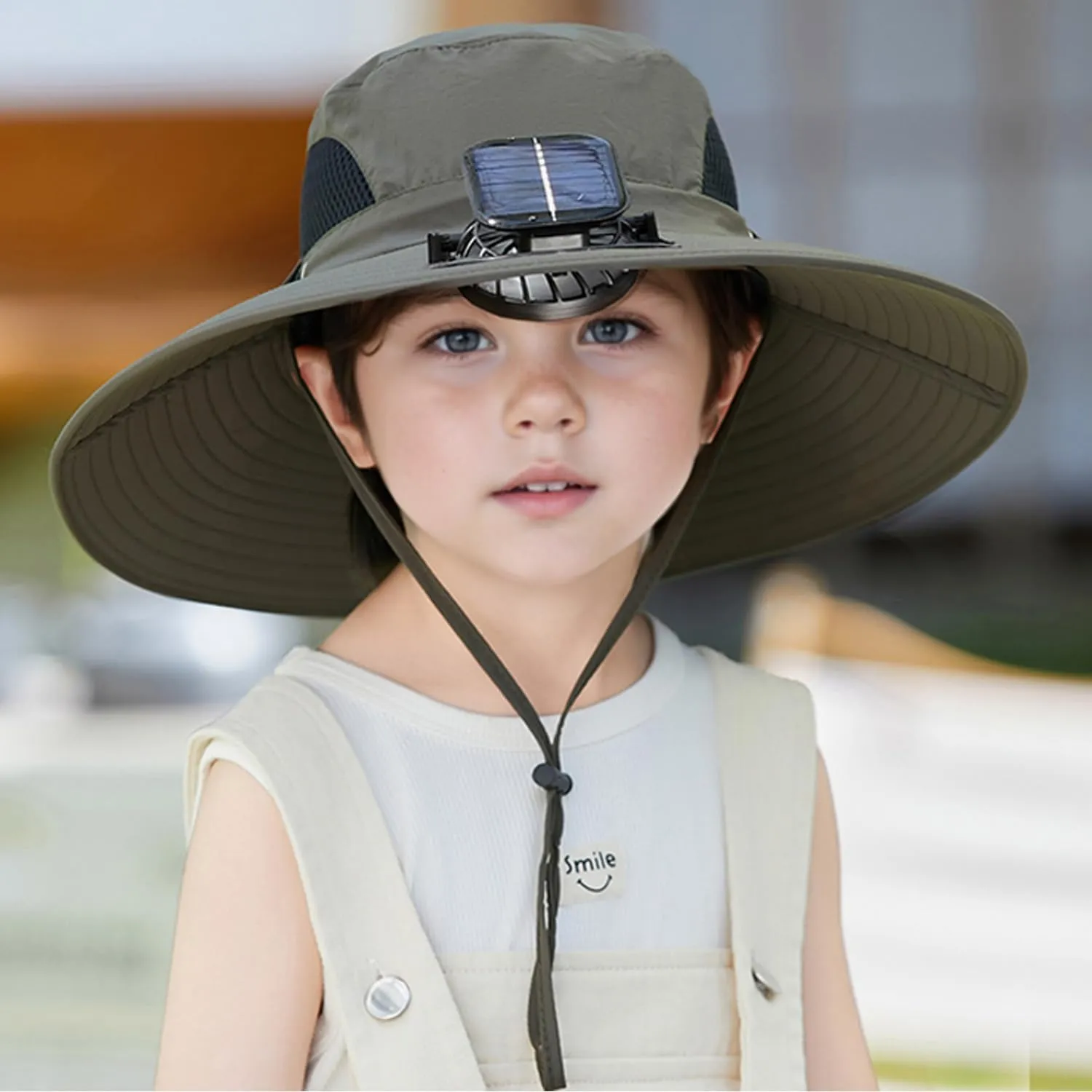 Solar Fan Hat for Kids - Wide Brim Sun Hat with Solar Powered Fan, Adjustable & UPF 50 