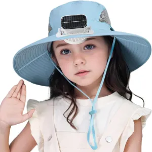 Solar Fan Hat for Kids - Wide Brim Sun Hat with Solar Powered Fan, Adjustable & UPF 50 