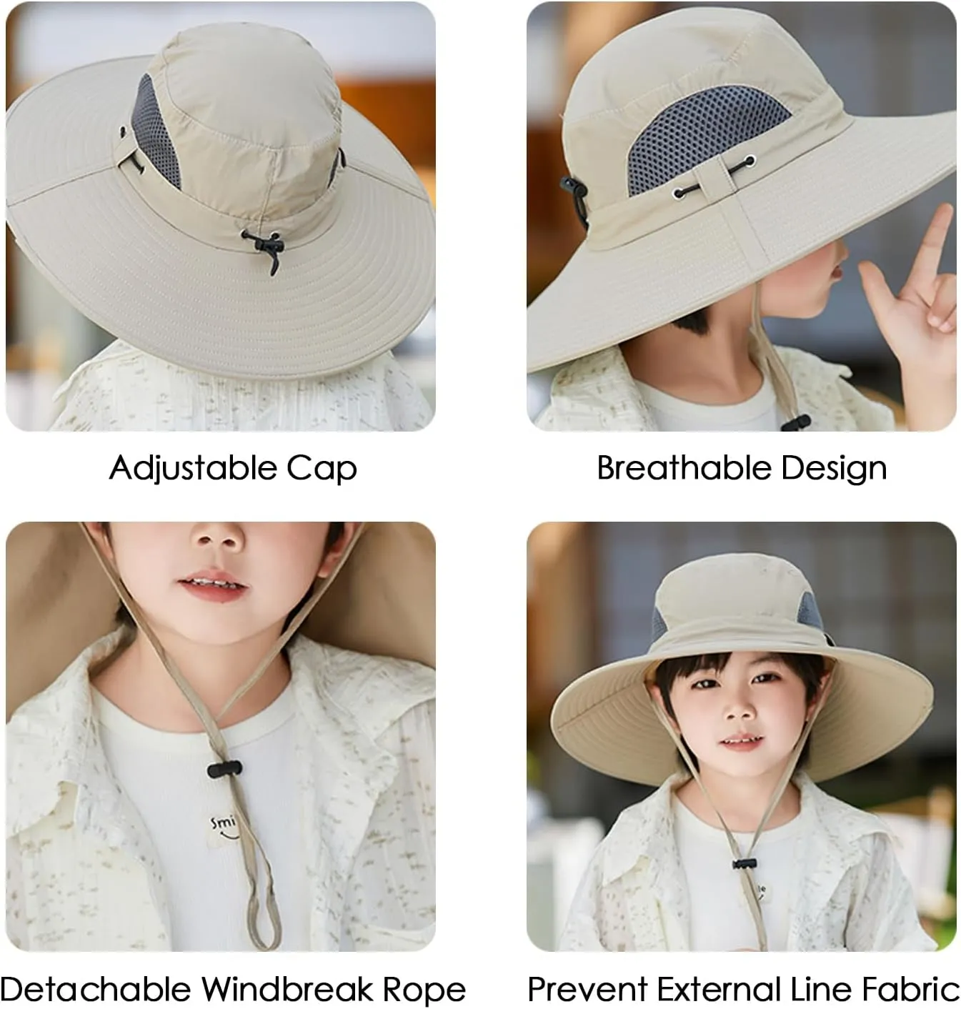 Solar Fan Hat for Kids - Wide Brim Sun Hat with Solar Powered Fan, Adjustable & UPF 50 