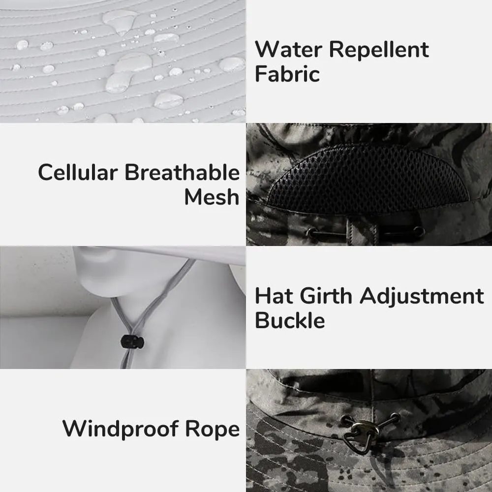 Solar Fan Hat for Men Women,Outdoor Fishing Wide Brim Sun Hat with Fans Built in Solar Power UPF 50  Bucket Fishing & Beach
