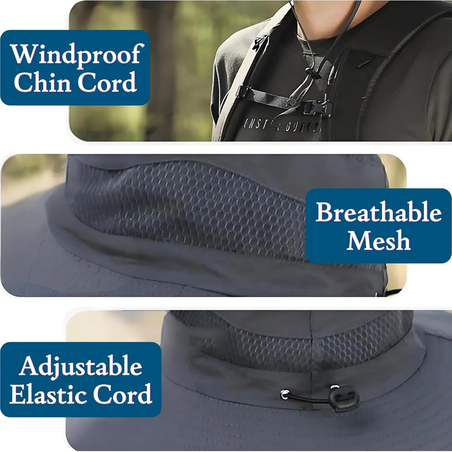 Solar Fan Hat ，Wide Brim Solar Fan Hat with 2 Solar Powered Fan Built ，Waterproof Outdoor Fishing Hat