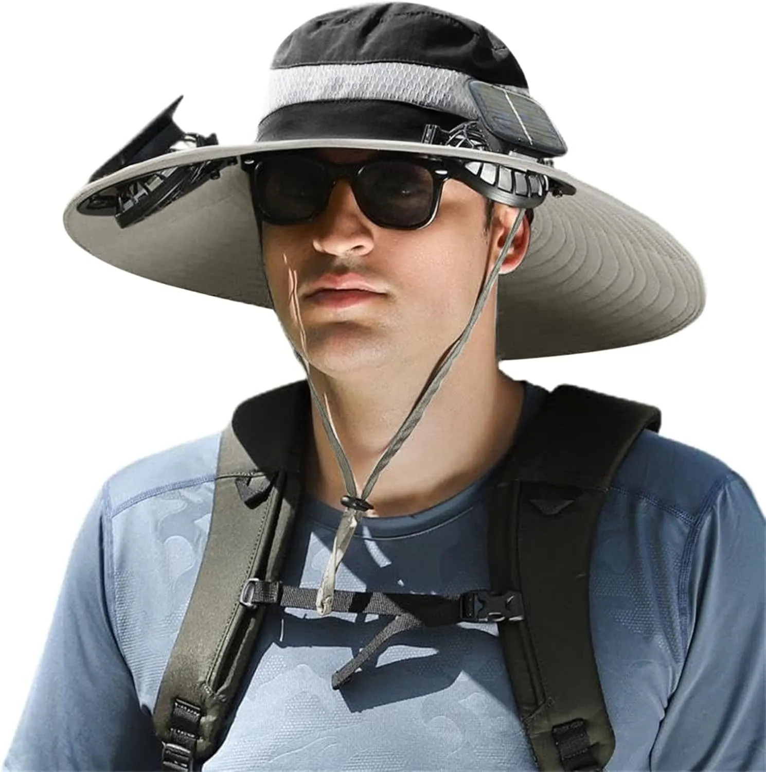 Solar Fan Hat, Wide Brim Solar Fan Outdoor Fishing Hat-Solar & USB Charging, Adult Sun Hats Men Women