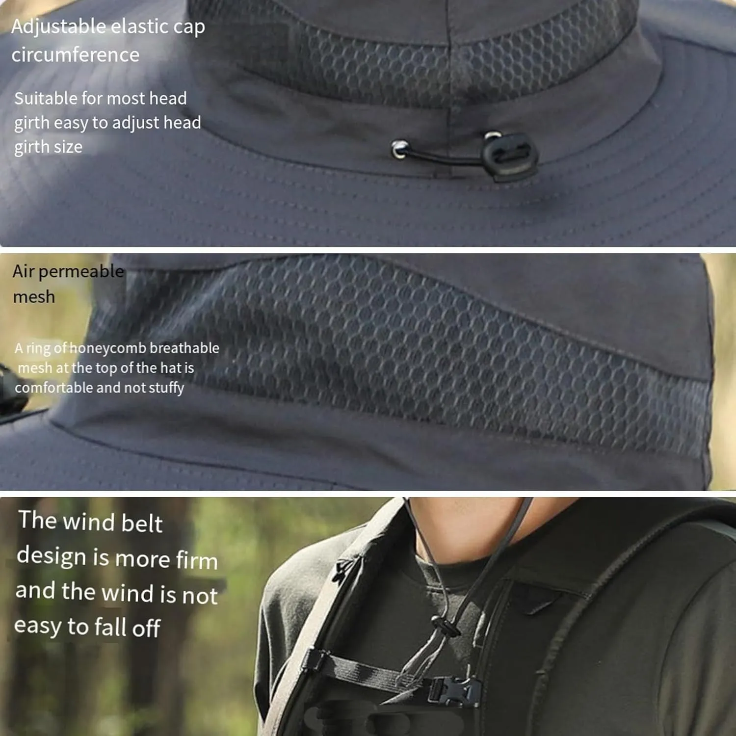 Solar Fan Hat, Wide Brim Solar Fan Outdoor Fishing Hat,Mens Sun Hat with 2 Solar Fan Fishing Hats Upf50 