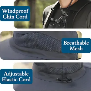 Solar Fan Hat, Wide Brim Sun Hat with 2 Solar Fan Built,Waterproof Outdoor Fishing Hat for Men Women UPF 50 