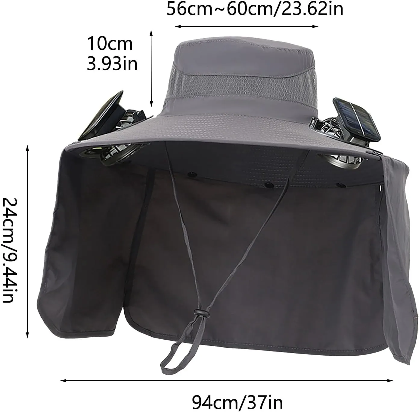 Solar Fan Hat with Dual Fans, Wide Brim, UPF 50 Sun Protection for Men, Perfect for Golf Fishing Hiking