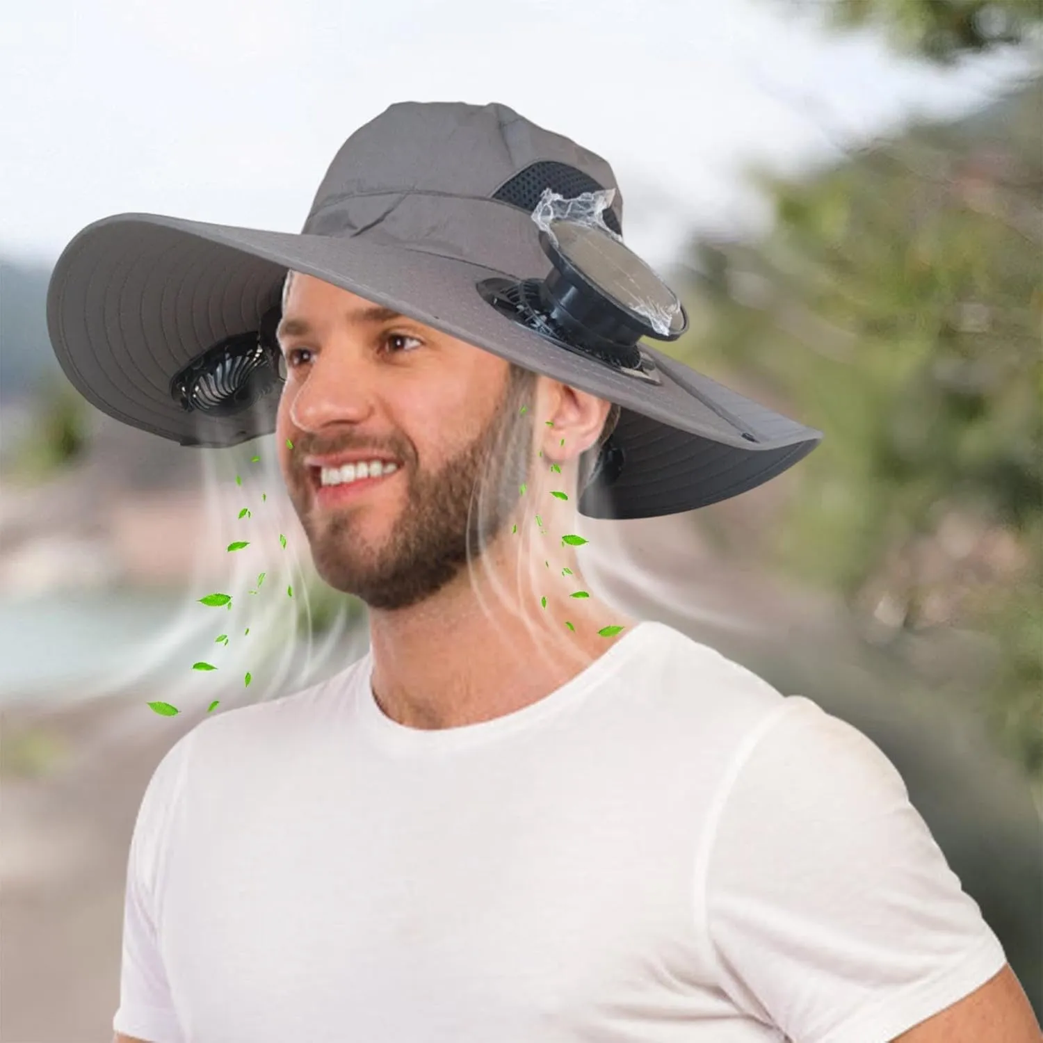 Solar Fan Hats Wide Brim Sun Hat with 3 Built-in Fans Detachable Outdoor Fishing Hiking Camping Gear Beach Outfits 2025