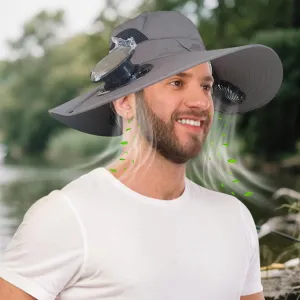 Solar Fan Hats Wide Brim Sun Hat with 3 Built-in Fans Detachable Outdoor Fishing Hiking Camping Gear Beach Outfits 2025