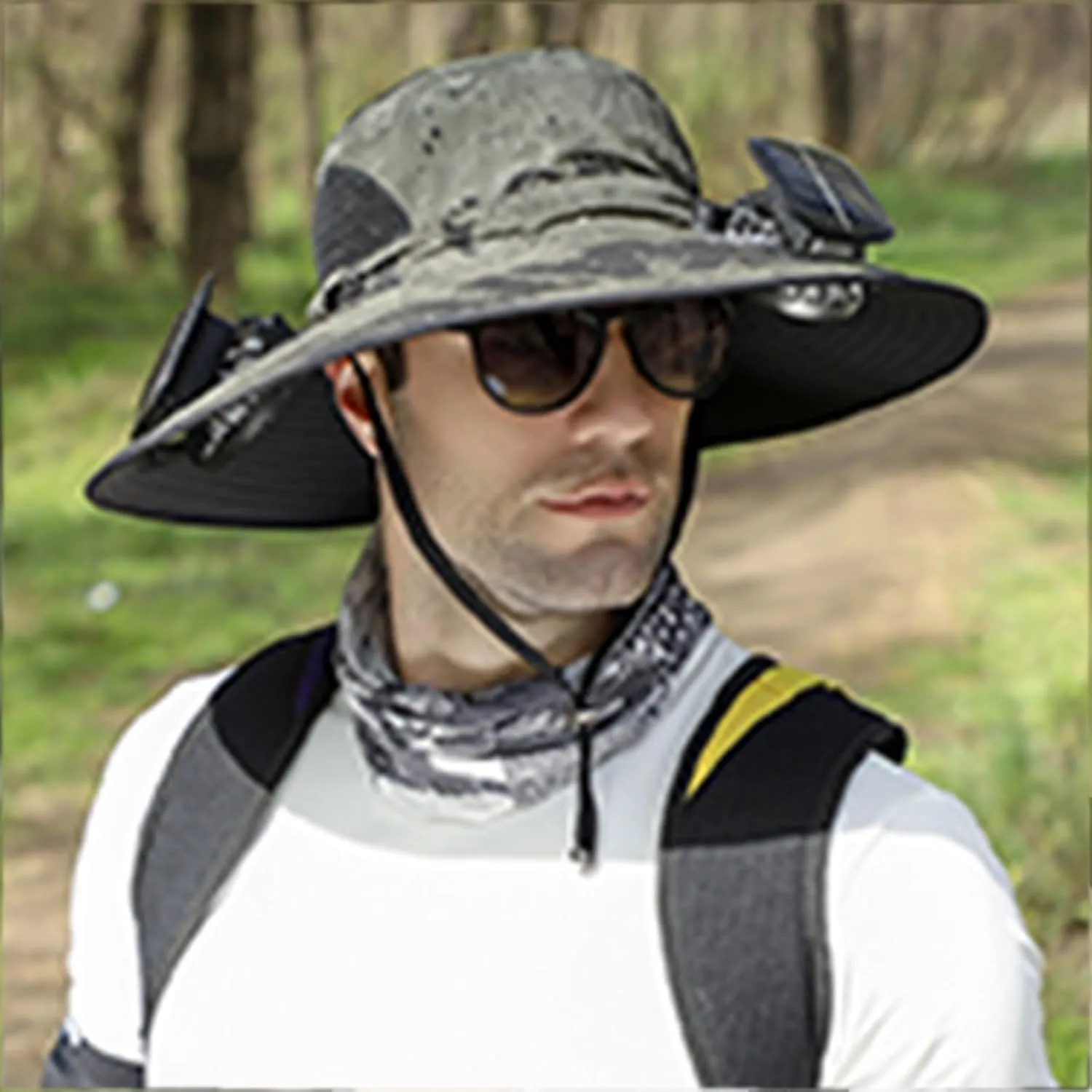 Solar Fan Outdoor Fishing Hat Wide Brim Solar Fan Sun Protection Hat-Solar & USB Charging,Solar Powered Fan Beach Hat