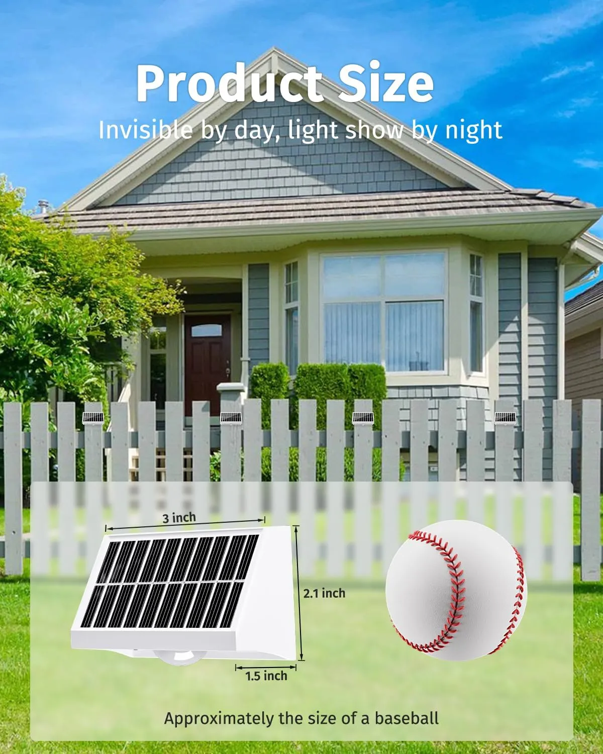Solar Fence Lights Outdoor Waterproof High Brightness LED Spot Lens Deck Lights 7 Mode Warm & Cool White RGB Solar Powered Wall Lighting Decor for Outside Patio Step Backyard Railing - 8 Pack(White)
