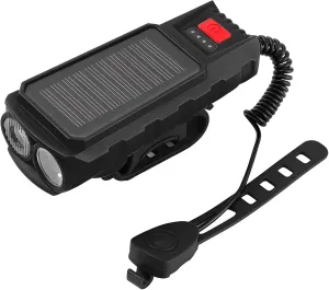 Solar Led Headlight with USB Charging, 120 Db Horn, 200 M Visibility Range, Waterproof Abs, Multiple Modes