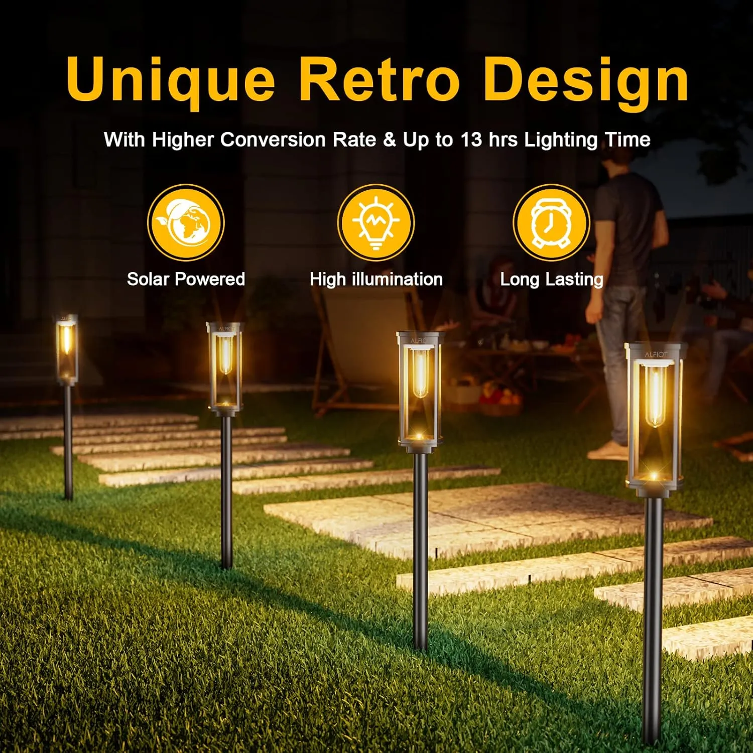 Solar Pathway Lights Outdoor Warm White 8-Pack Waterproof IP65, Auto On/Off Solar Powered Walkway Lighting for Driveway Yard Garden, Upgraded Landscape Lights Outside