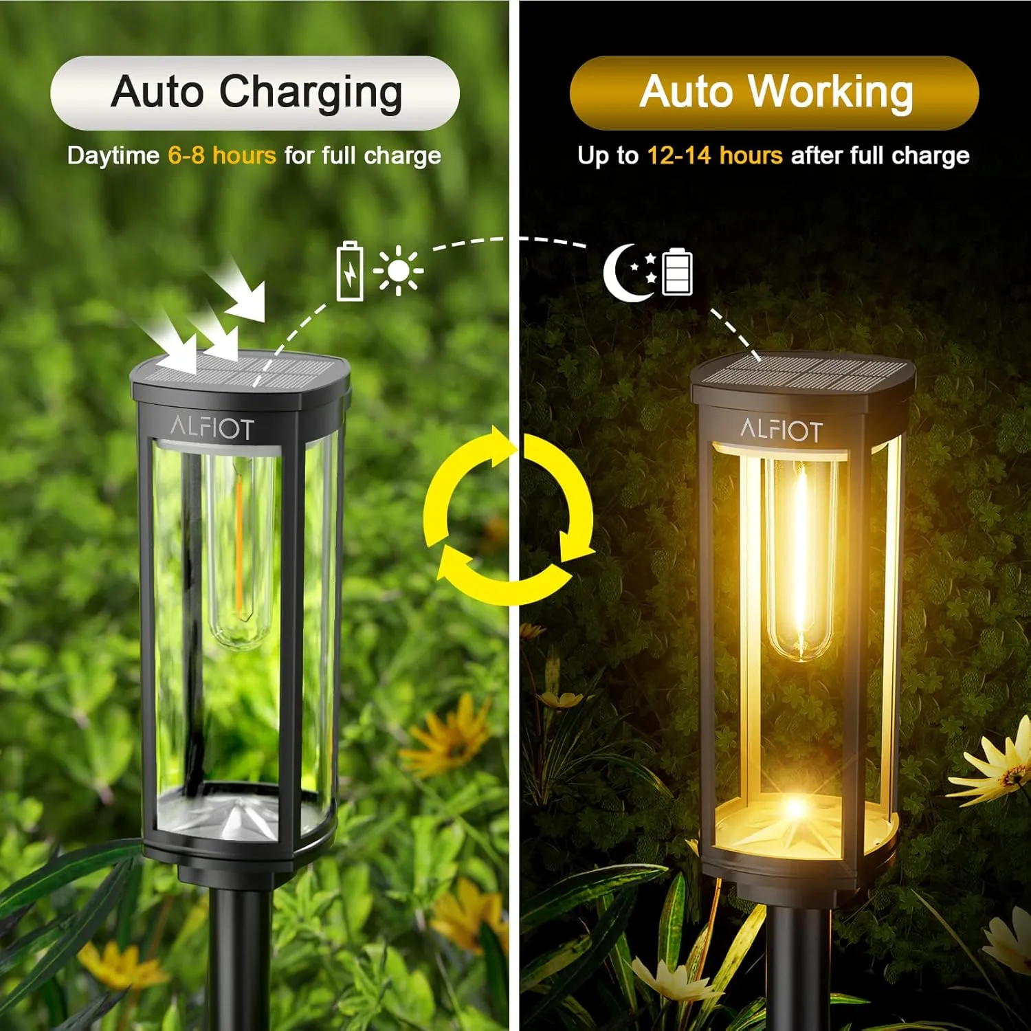 Solar Pathway Lights Outdoor Warm White 8-Pack Waterproof IP65, Auto On/Off Solar Powered Walkway Lighting for Driveway Yard Garden, Upgraded Landscape Lights Outside