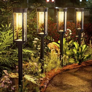 Solar Pathway Lights Outdoor Warm White 8-Pack Waterproof IP65, Auto On/Off Solar Powered Walkway Lighting for Driveway Yard Garden, Upgraded Landscape Lights Outside