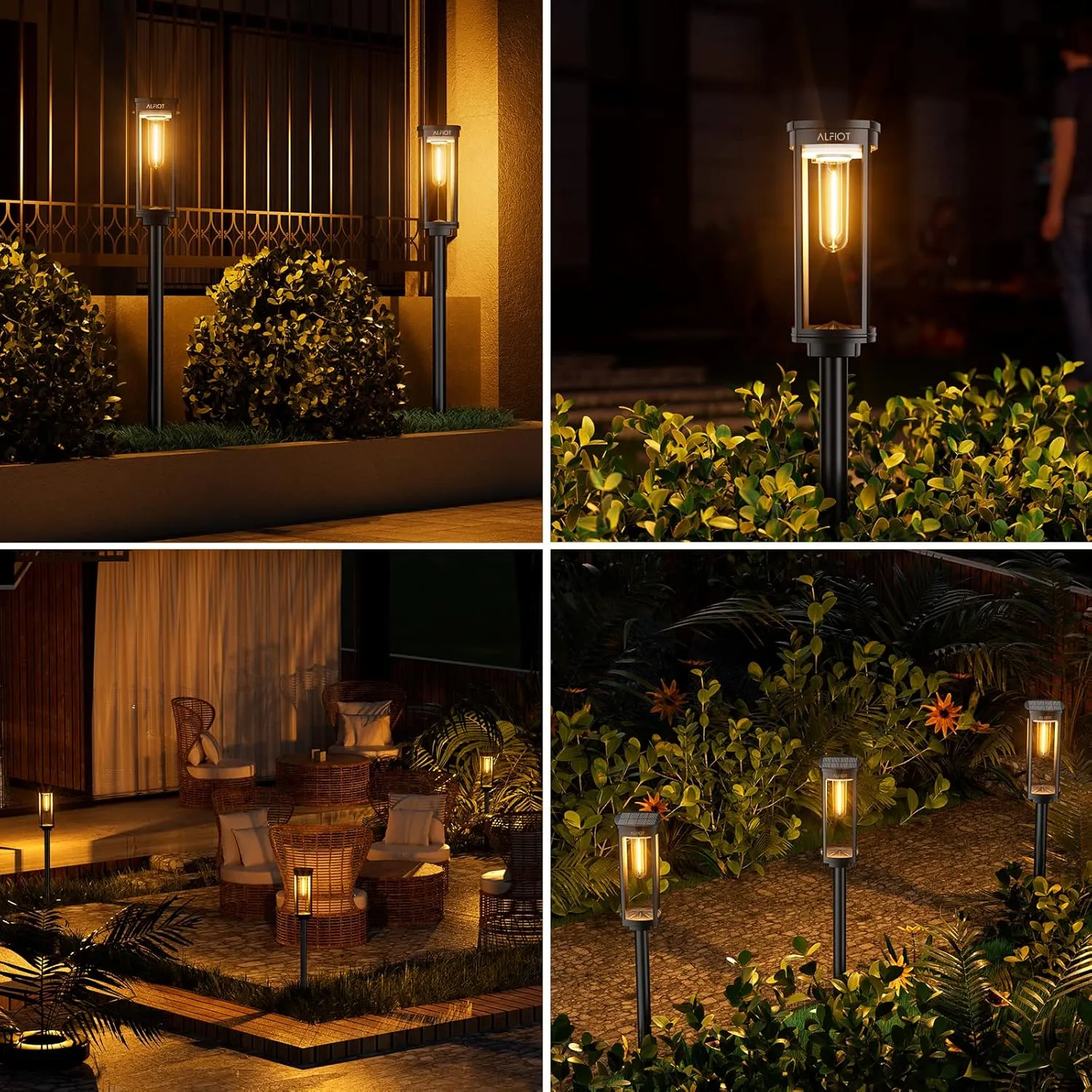 Solar Pathway Lights Outdoor Warm White 8-Pack Waterproof IP65, Auto On/Off Solar Powered Walkway Lighting for Driveway Yard Garden, Upgraded Landscape Lights Outside