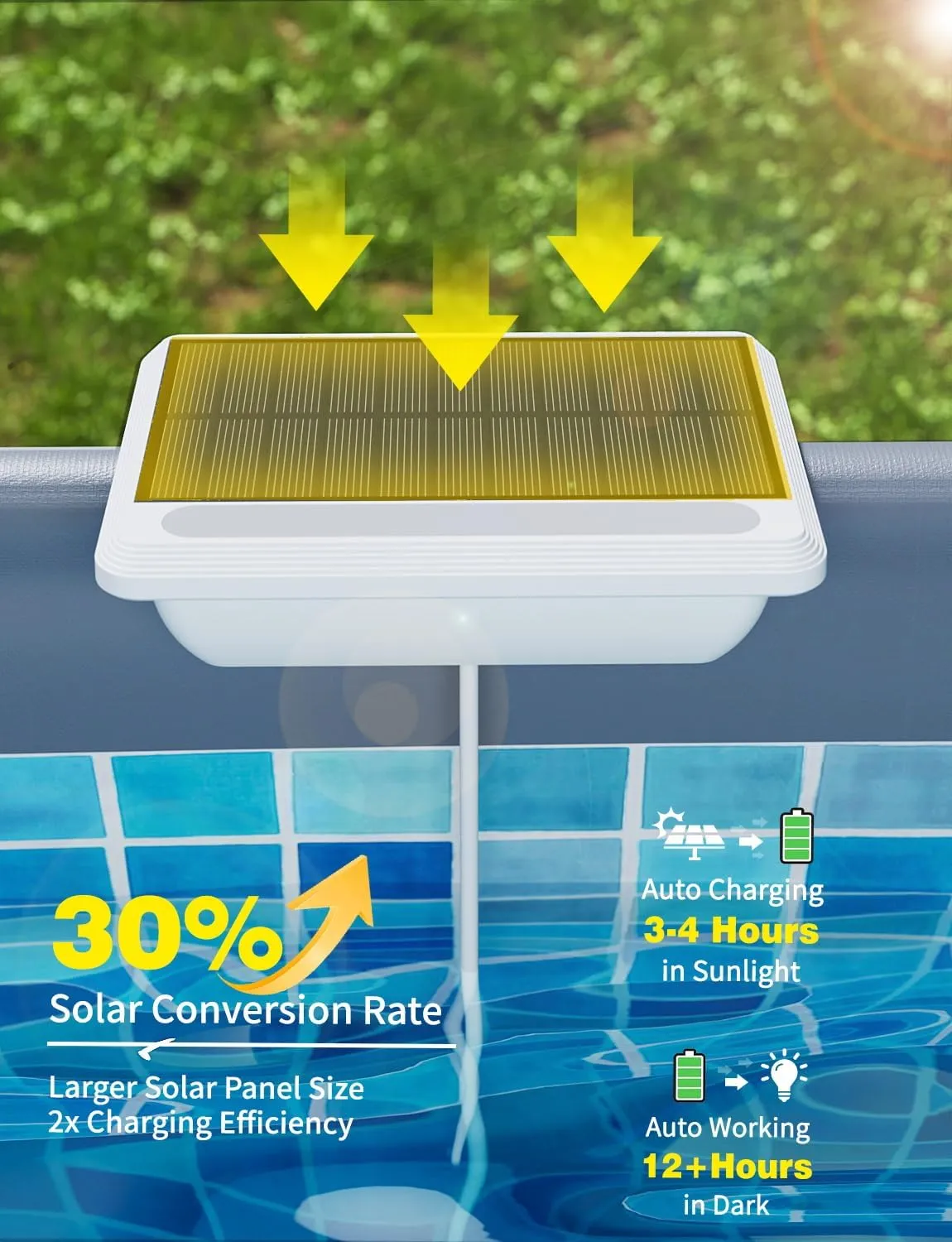 Solar Pool Lights, Solar Powered Submersible LED Lights with Remote IP68 Waterproof Swimming Pool Light, 16 Colors Underwater Pool Lighting for Above Ground Inground Pool, Pond (White,4Pack)