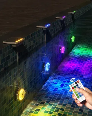 Solar Pool Lights, Solar Powered Submersible LED Lights with Remote IP68 Waterproof Swimming Pool Light, 16 Colors Underwater Pool Lighting for Above Ground Inground Pool, Pond (White,4Pack)