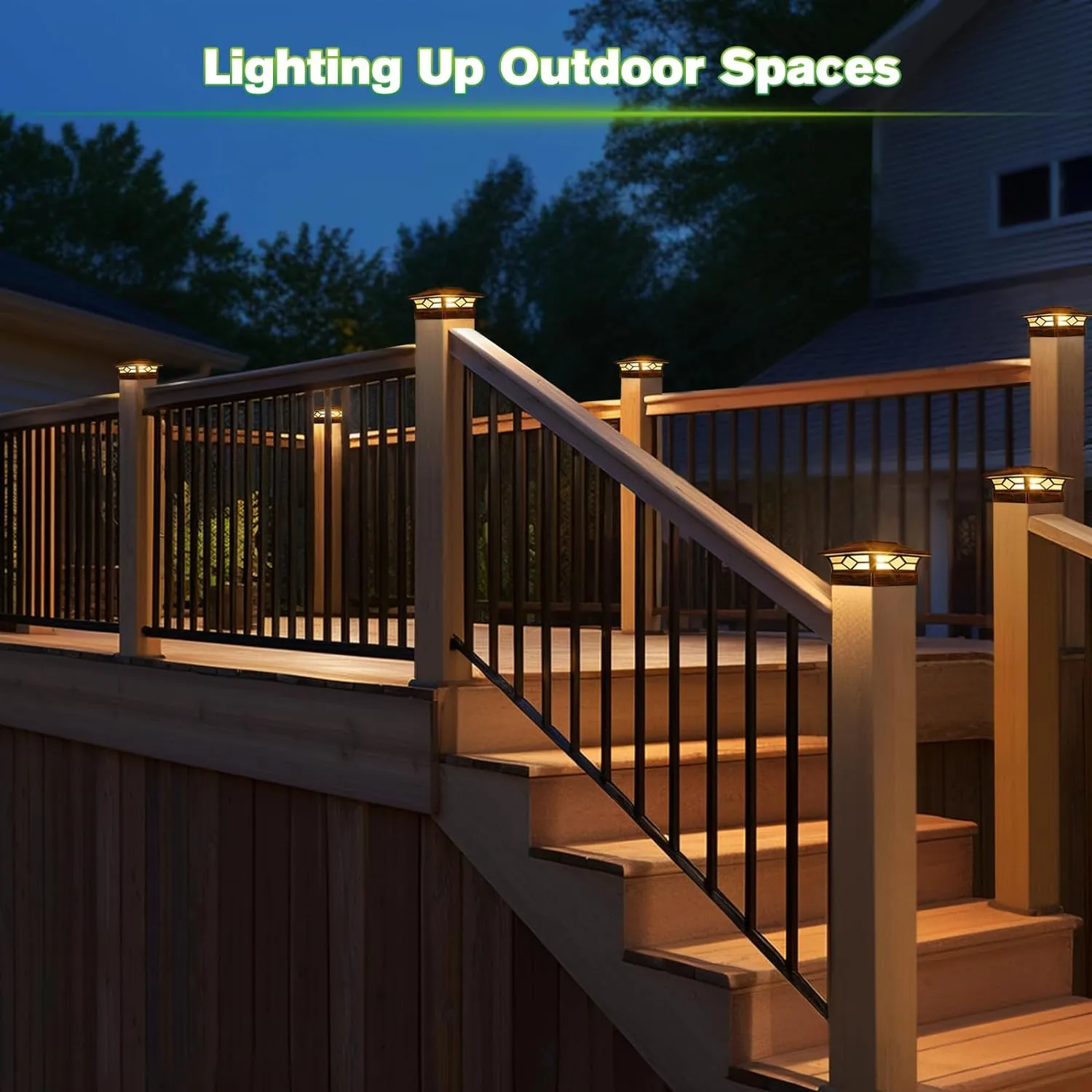 Solar Post Cap Lights Outdoor 6pack, Waterproof Solar Powered Deck Fence Post Lights for 4x4 Wood/Vinyl Posts, Solar Outdoor LED Light with Cool/Warm Lighting Decorate Garden Patio Porch…