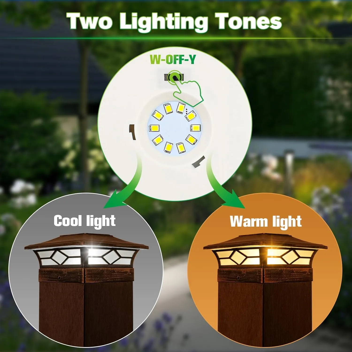 Solar Post Cap Lights Outdoor 6pack, Waterproof Solar Powered Deck Fence Post Lights for 4x4 Wood/Vinyl Posts, Solar Outdoor LED Light with Cool/Warm Lighting Decorate Garden Patio Porch…