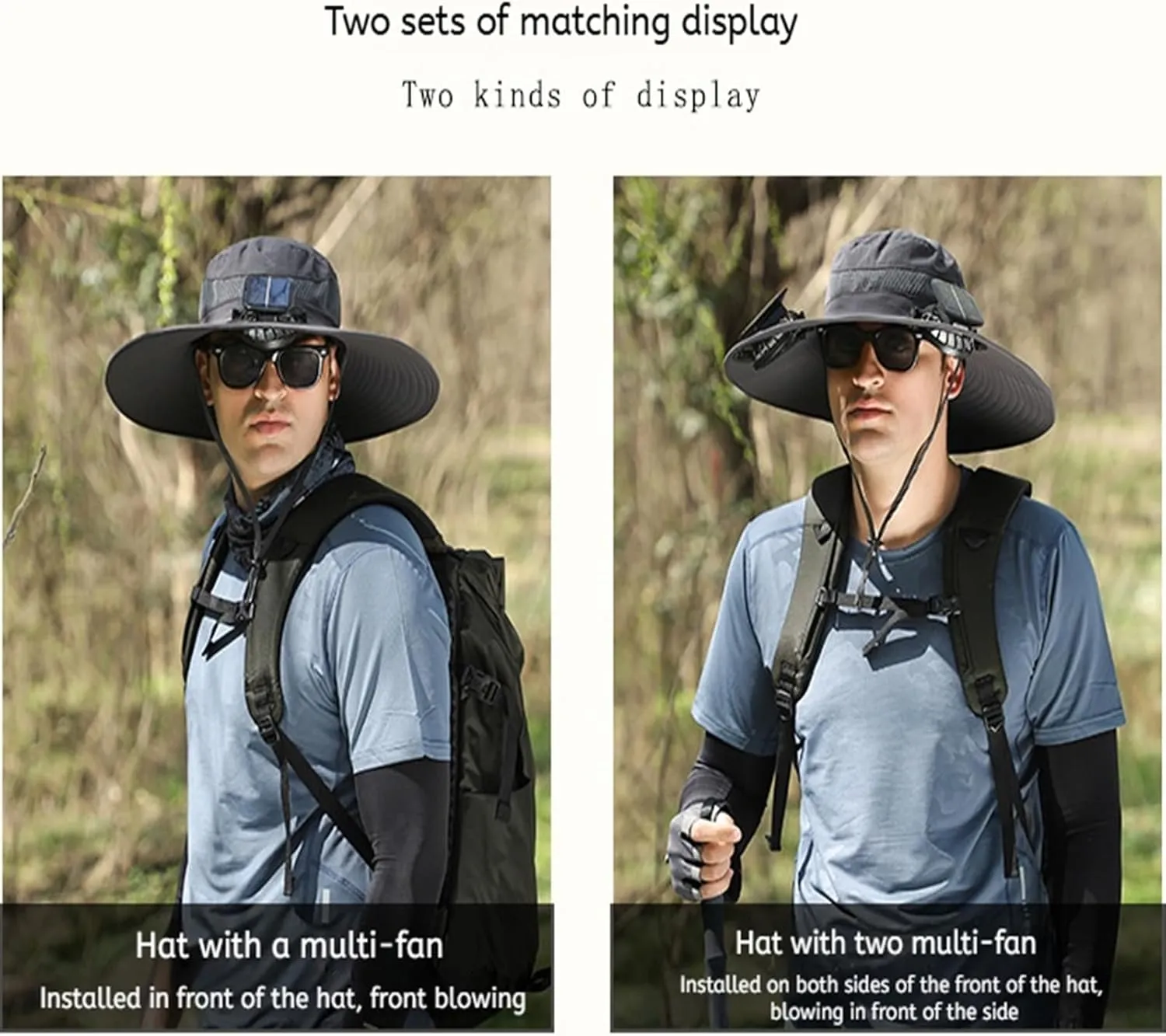 Solar Powered Fan Hat, Adjustable Outdoor Cooling Hat for Men, Wide Brim Sunproof and Breathable Fishing Hat