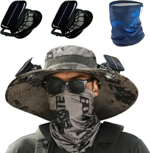 Solar Powered Fan Hat for Men,Hat with Fans Solar Power Outdoor Fishing with 2 Solars Fans