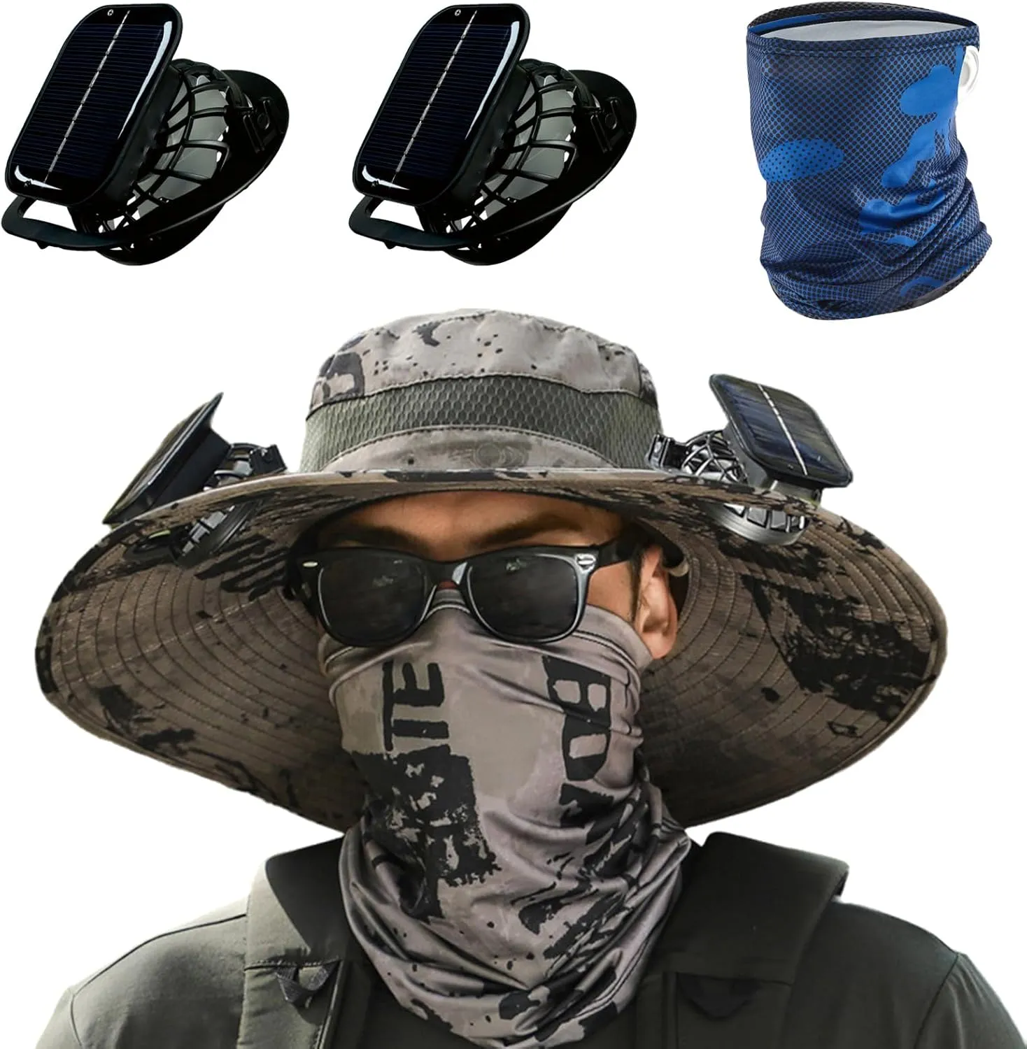 Solar Powered Fan Hat for Men,Hat with Fans Solar Power Outdoor Fishing with 2 Solars Fans