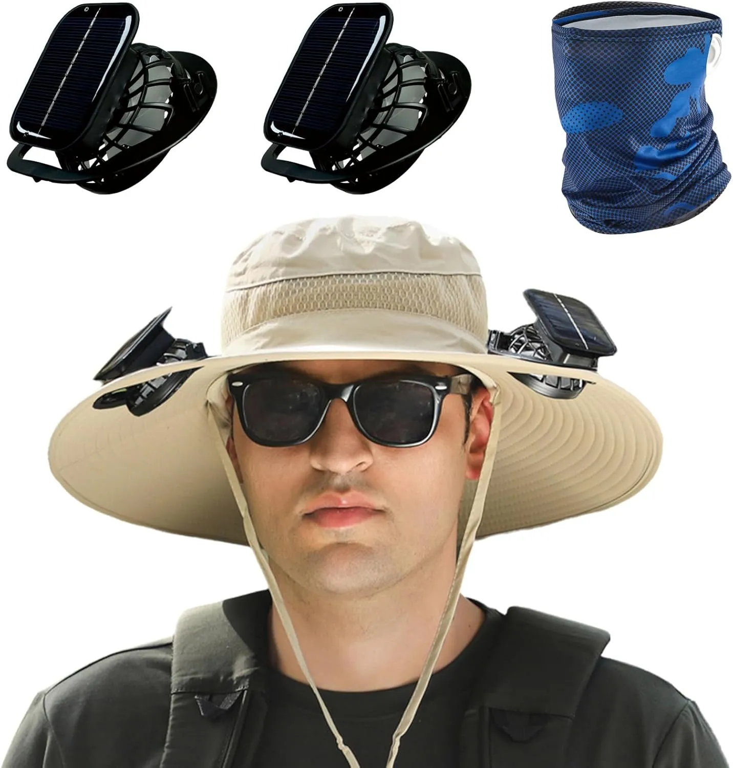 Solar Powered Fan Hat for Men,Hat with Fans Solar Power Outdoor Fishing with 2 Solars Fans