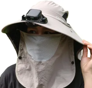 Solar Powered Fan Hat, Outdoor Sun Protection Cap for Men, Fishing Sunshade Hat, Removable & USB Charging Fan