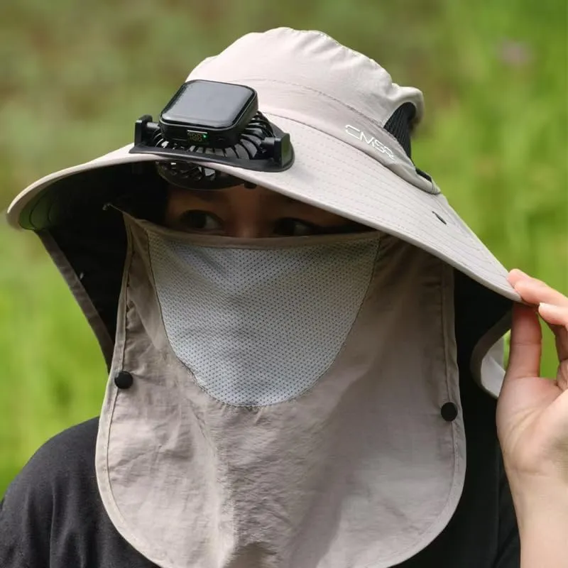 Solar Powered Fan Hat, Outdoor Sun Protection Cap for Men, Fishing Sunshade Hat, Removable & USB Charging Fan