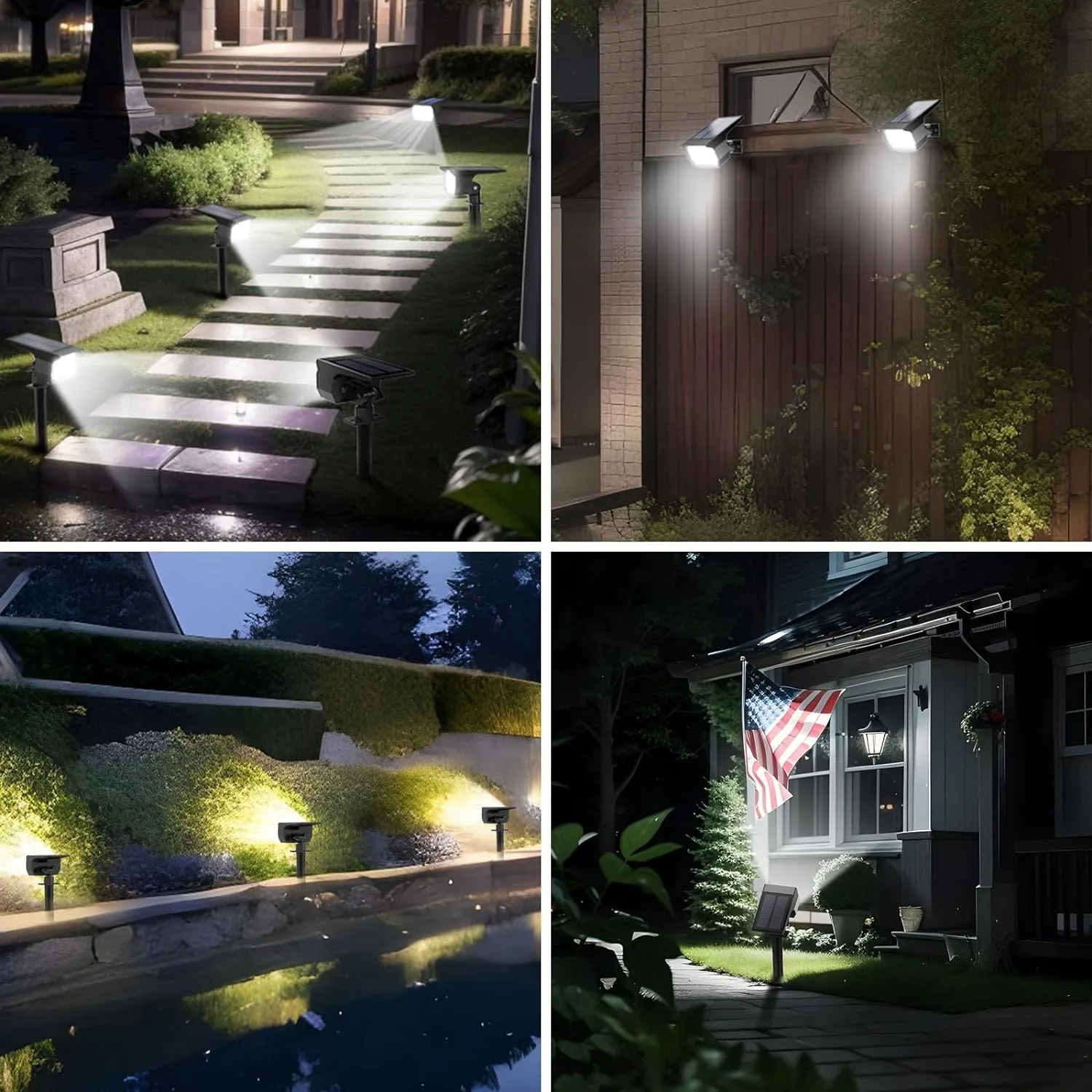 Solar Spot Lights Outdoor 10 Pack, [46 LED/3 Modes] Solar Landscape Spotlights Waterproof, 2-in-1 Auto On/Off Solar Powered Lights for Outside Yard Garden Wall Pathway(Cool White)