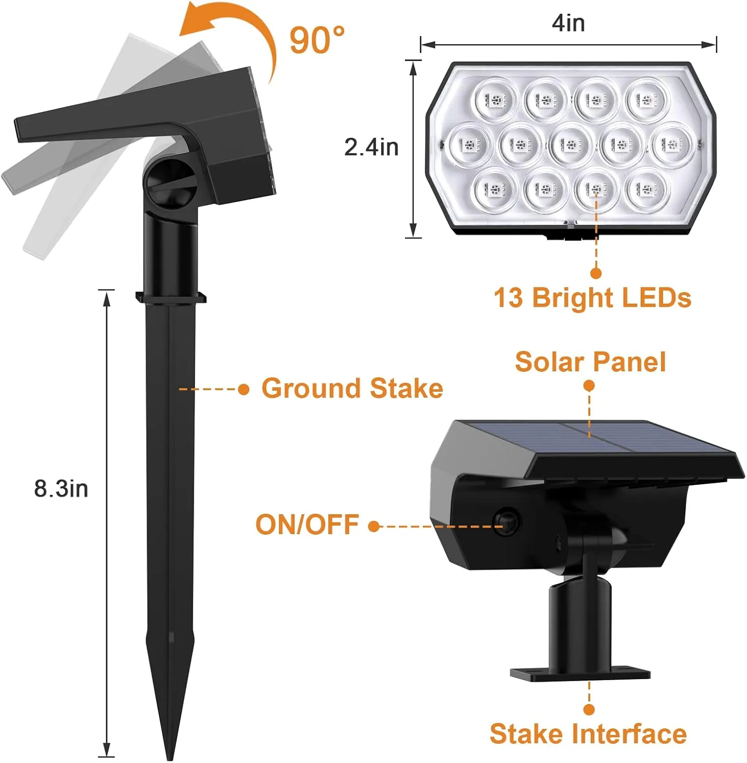 Solar Spot Lights Outdoor Color Changing,[7 Modes/4 Pack] Christmas IP65 Waterproof Landscape Spotlights, Dusk to Dawn Solar Powered Security Light for Patio Gate Walkway Pool Garden Yard Driveway