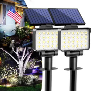 Solar Spot Lights Outdoor Waterproof 2 Pack for Flag, Tree, House, Garden, Yard, Landscape Spotlights for Accent Uplighting Halloween Christmas Decorations