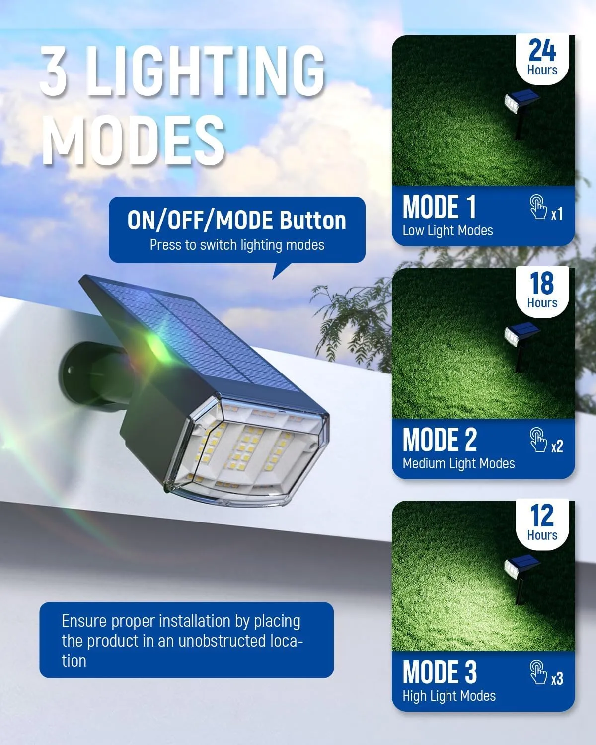 Solar Spot Lights Outdoor Waterproof 6 Pack IP65, 63 LED 3 Lighting Modes Spotlights for Yard Garden House Garage Pathway